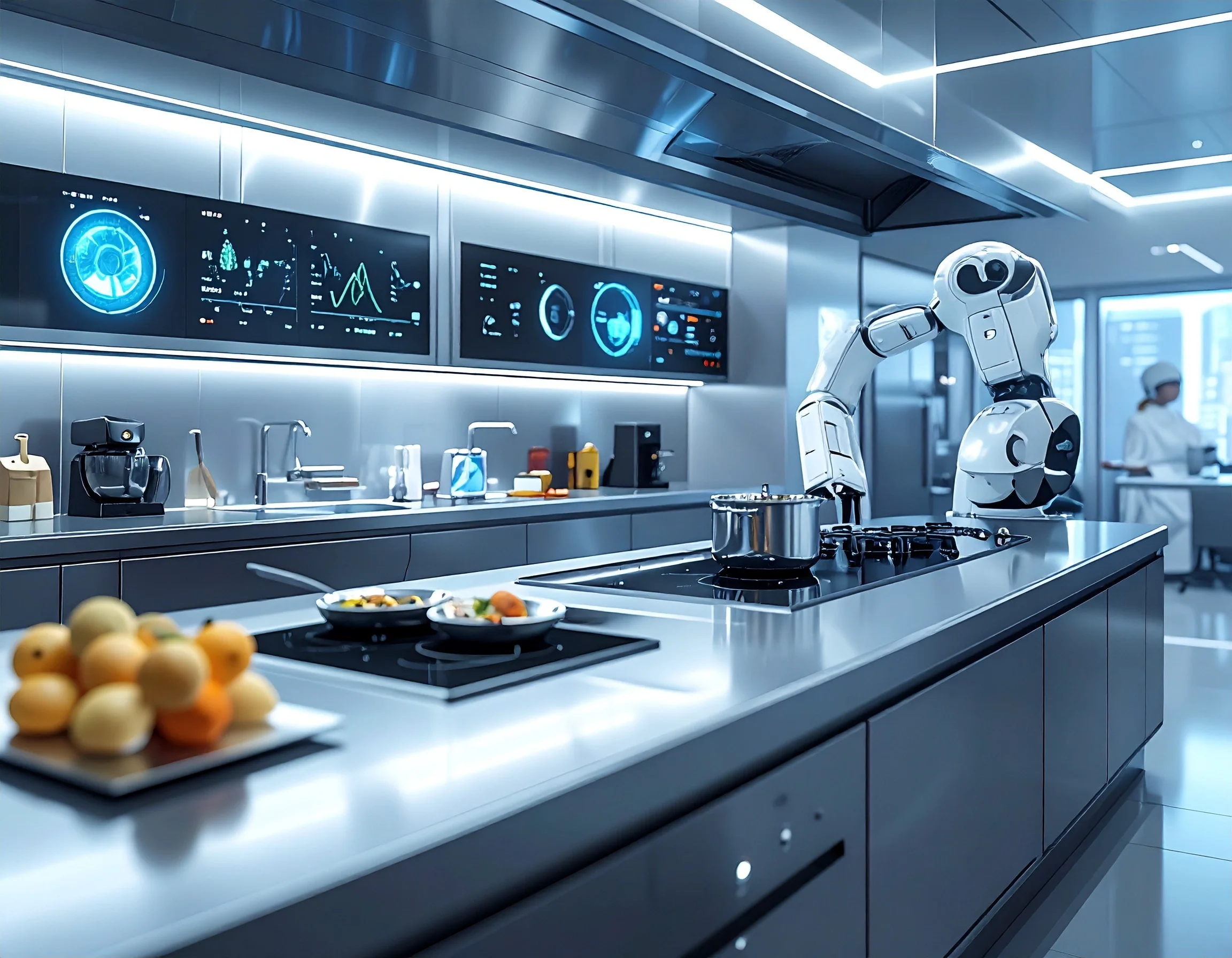 Visualisierung moderner Gastronomie mit Robotik und Digitalisierung